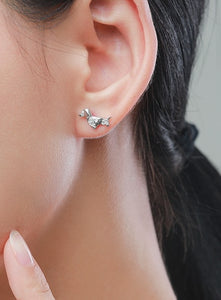 Stone Studded Dachshund Silver Earrings-Dog Themed Jewellery-Dachshund, Dogs, Earrings, Jewellery-11