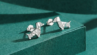 Stone Studded Dachshund Silver Earrings-Dog Themed Jewellery-Dachshund, Dogs, Earrings, Jewellery-12