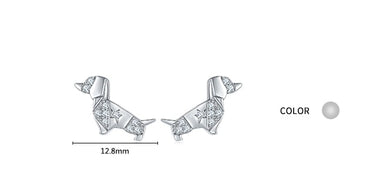 Stone Studded Dachshund Silver Earrings-Dog Themed Jewellery-Dachshund, Dogs, Earrings, Jewellery-6