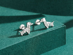 Stone Studded Dachshund Silver Earrings-Dog Themed Jewellery-Dachshund, Dogs, Earrings, Jewellery-9