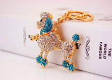 Load image into Gallery viewer, Stone-Studded Poodle Love Keychains-Accessories-Accessories, Dogs, Keychain, Poodle-Blue-4