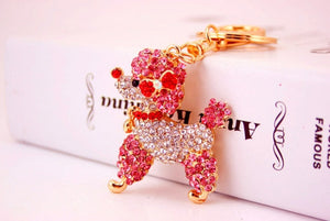 Stone-Studded Red Bowtie Poodle Keychains-Accessories-Accessories, Dogs, Keychain, Poodle-Pink-4