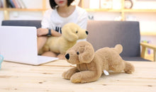 Load image into Gallery viewer, image of an adorable labrador stuffed animal playing with a laptop