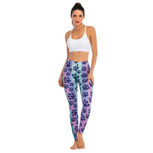 Load image into Gallery viewer, Striped Pastel Paws Print Women’s LeggingsApparel