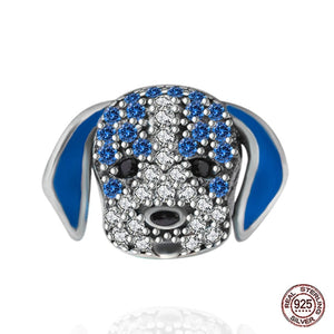 Studded Beagle Love Silver Charm Beads-Dog Themed Jewellery-Beagle, Charm Beads, Dogs, Jewellery-Blue-2