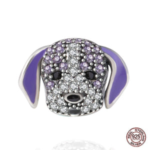 Studded Beagle Love Silver Charm Beads-Dog Themed Jewellery-Beagle, Charm Beads, Dogs, Jewellery-Purple-3