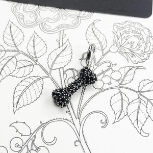 Studded Black Dog Bone Silver PendantDog Themed Jewellery