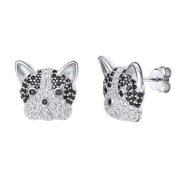 Image of a stone studded boston terrier earrings in Design 1