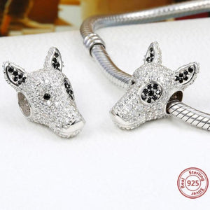 Studded Bull Terrier Silver Charm BeadDog Themed Jewellery