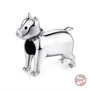 Studded Bull Terrier Silver Charm BeadDog Themed JewelleryAmerican Pit bull Terrier
