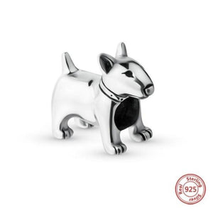 Studded Bull Terrier Silver Charm BeadDog Themed JewelleryBull Terrier - Standing