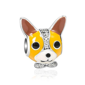 Studded Bull Terrier Silver Charm BeadDog Themed JewelleryCorgi