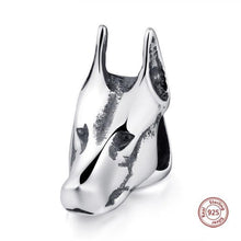 Load image into Gallery viewer, Studded Bull Terrier Silver Charm BeadDog Themed JewelleryDoberman