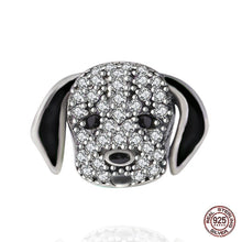 Load image into Gallery viewer, Studded Dalmatian Love Silver Charm Beads-Dog Themed Jewellery-Charm Beads, Dalmatian, Dogs, Jewellery-Black and White-1