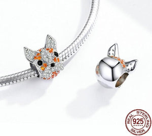 Studded French Bulldog Silver Charm BeadDog Themed Jewellery