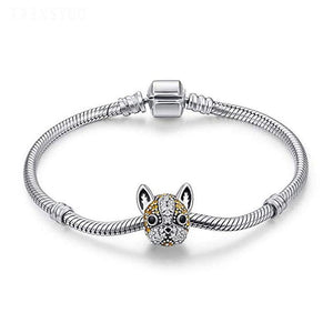Studded French Bulldog Silver Charm BeadDog Themed Jewellery