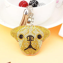 Load image into Gallery viewer, Studded Pug Love KeychainsAccessoriesGold
