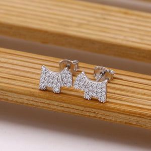 Studded Scottish Terrier Love Silver EarringsDog Themed Jewellery