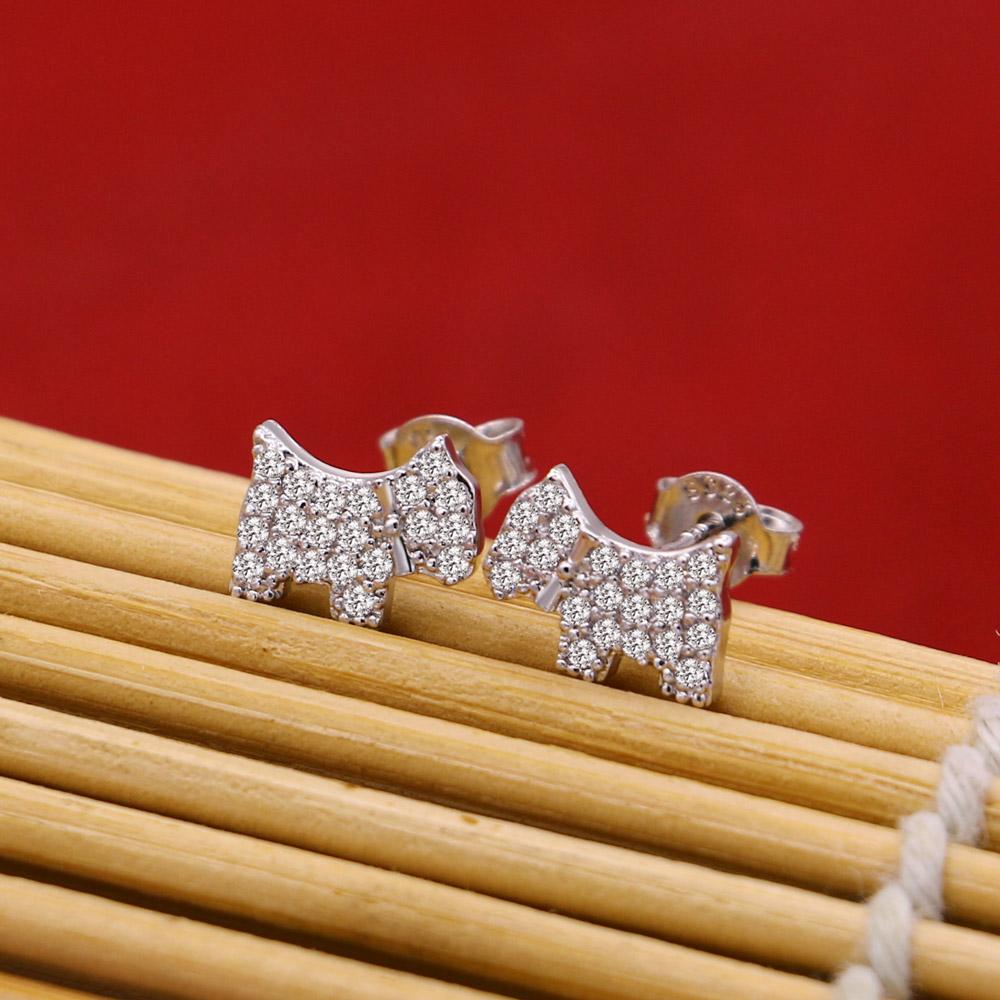 Studded Scottish Terrier Love Silver EarringsDog Themed Jewellery
