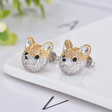 Load image into Gallery viewer, Studded Shiba Inu Love Silver Earrings-Dog Themed Jewellery-Dogs, Earrings, Jewellery, Shiba Inu-10