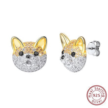 Load image into Gallery viewer, Studded Shiba Inu Love Silver Earrings-Dog Themed Jewellery-Dogs, Earrings, Jewellery, Shiba Inu-6