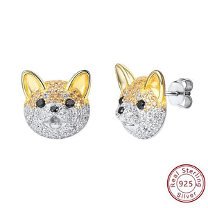 Studded Shiba Inu Love Silver Earrings-Dog Themed Jewellery-Dogs, Earrings, Jewellery, Shiba Inu-6