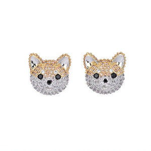 Studded Shiba Inu Love Silver Earrings-Dog Themed Jewellery-Dogs, Earrings, Jewellery, Shiba Inu-7