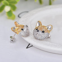 Load image into Gallery viewer, Studded Shiba Inu Love Silver Earrings-Dog Themed Jewellery-Dogs, Earrings, Jewellery, Shiba Inu-8