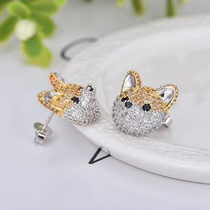 Studded Shiba Inu Love Silver Earrings-Dog Themed Jewellery-Dogs, Earrings, Jewellery, Shiba Inu-8