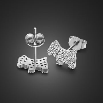 Studded Scottish Terrier Love Silver EarringsDog Themed Jewellery