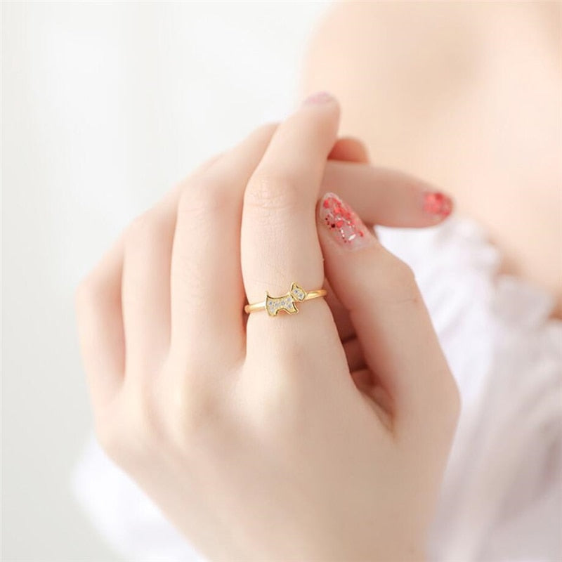 Studded West Highland Terrier Love Silver Ring-Dog Themed Jewellery-Dogs, Jewellery, Ring, West Highland Terrier-8