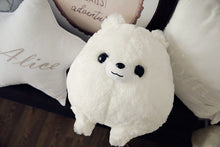Load image into Gallery viewer, Image of an adorable stuffed American Eskimo Dog plush toy pillow - looking up