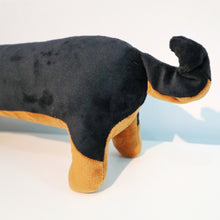 Load image into Gallery viewer, Tail image of a super cute stuffed Dachshund dog toy on white background