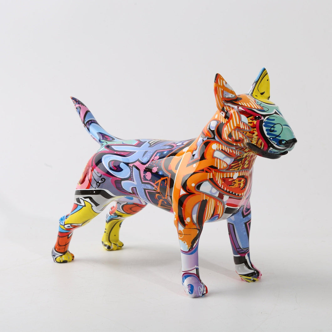Stunning Bull Terrier Design Multicolor Resin Statue-Home Decor-Bull Terrier, Dogs, Home Decor, Statue-Blend A-2