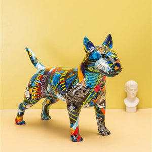Stunning Bull Terrier Design Multicolor Resin Statue-Home Decor-Bull Terrier, Dogs, Home Decor, Statue-Blend C-4