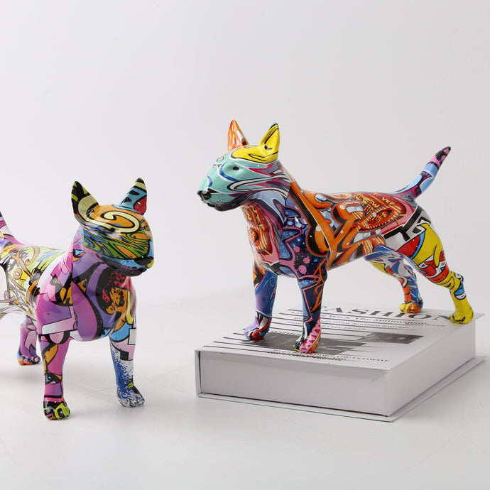 Stunning Bull Terrier Design Multicolor Resin Statue-Home Decor-Bull Terrier, Dogs, Home Decor, Statue-1