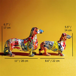 image of small and large dachshund statues size
