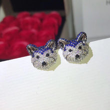 Load image into Gallery viewer, Studded Siberian Husky Love Silver Earrings-Dog Themed Jewellery-Dogs, Earrings, Jewellery, Siberian Husky-10