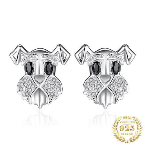 Stunning Schnauzer Face Silver EarringsDog Themed Jewellery