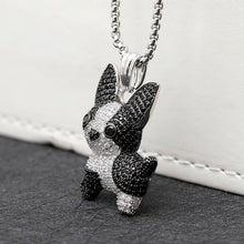 Load image into Gallery viewer, Side image of a studded boston terrier necklace