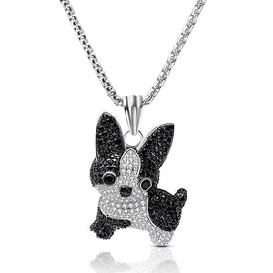 Image of a studded boston terrier necklace
