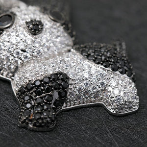 Close up image of a beautiful studded boston terrier necklace