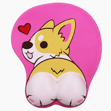 Load image into Gallery viewer, Image of a corgi butt mousepad in the color dark pink