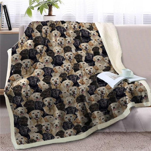 Sweetest Black and Yellow Labrador Dreams Warm Blanket-Home Decor-Black Labrador, Blankets, Chocolate Labrador, Dogs, Home Decor, Labrador-Labrador - Black and Yellow-Large-1
