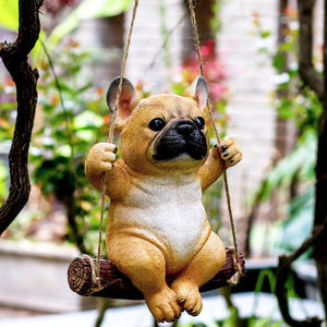 Swinging Fawn French Bulldog Hanging Garden Statue-Home Decor-Dogs, French Bulldog, Home Decor, Statue-4