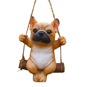 Swinging Fawn French Bulldog Hanging Garden Statue-Home Decor-Dogs, French Bulldog, Home Decor, Statue-5
