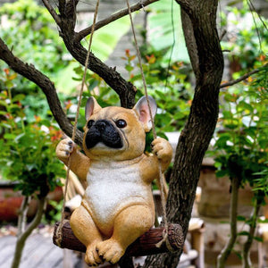 Swinging Fawn French Bulldog Hanging Garden Statue-Home Decor-Dogs, French Bulldog, Home Decor, Statue-7