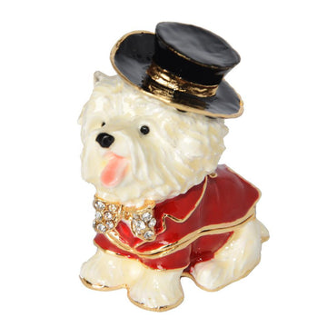 Top Hat Maltese Small Jewellery Box FigurineDog Themed Jewellery