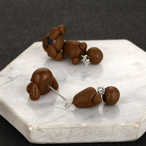 Toy Poodle Love Handmade Clay EarringsDog Themed Jewellery