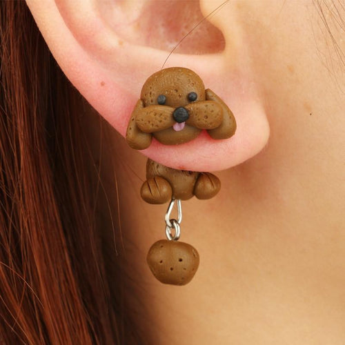 Toy Poodle Love Handmade Clay EarringsDog Themed Jewellery
